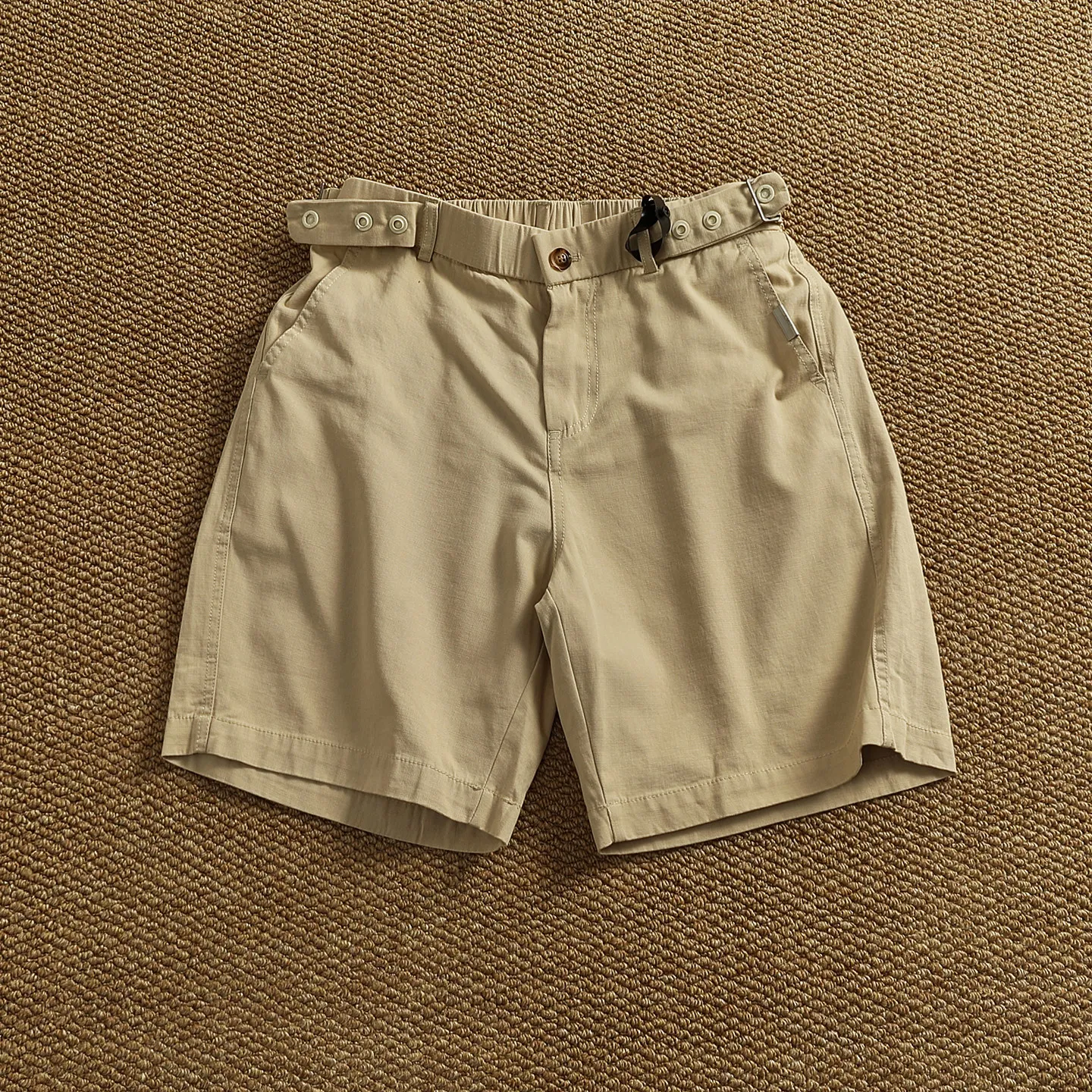 

100% cotton summer casual shorts for men, Japanese style, with elastic waist, five-pocket pants
