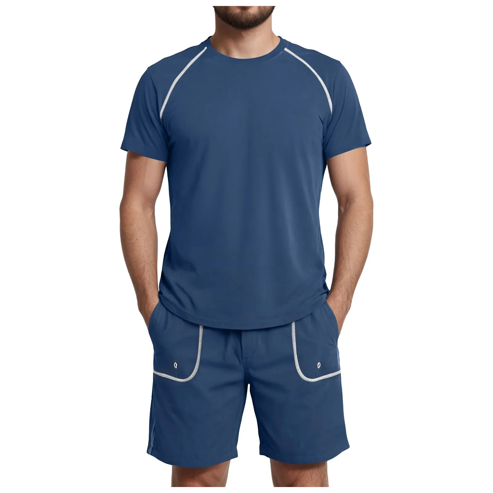 

Regular Fit Suits for Men Men's Two Piece Short Sleeved Shorts Suit Line Breathable Soft And Name Sweat Suits for Men