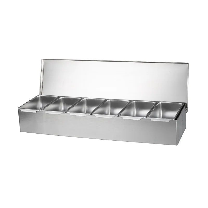 304 Stainless Steel Kitchen Table-top Pizza Topping Station Ingredient Containers Food Storage