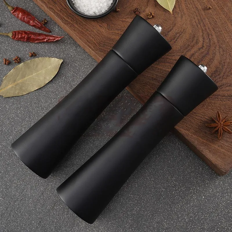 8‘’ Salt Pepper Grinder With Base Sets Solid Wood Spice Pepper Mill With Strong Adjustable Ceramic Grinder Carbon Steel Grinding