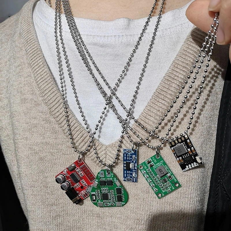 Cyberpunk Trend Circuit Board Pendant Necklace for Women Cool Girl Hip -hop Personality Unisex Y2K Jewelry Gift HUANZHI 2023 NEW