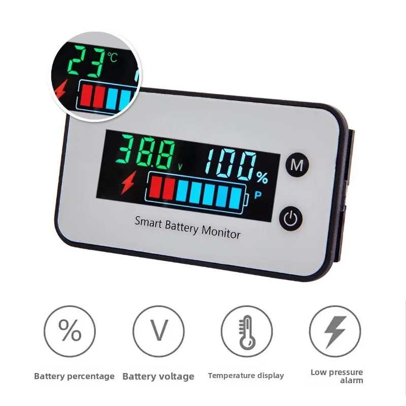 Color Screen Waterproof Battery Voltage and Capacity Percentage Lead-acid Ternary Lithium Battery Display Detector 8 - 100v