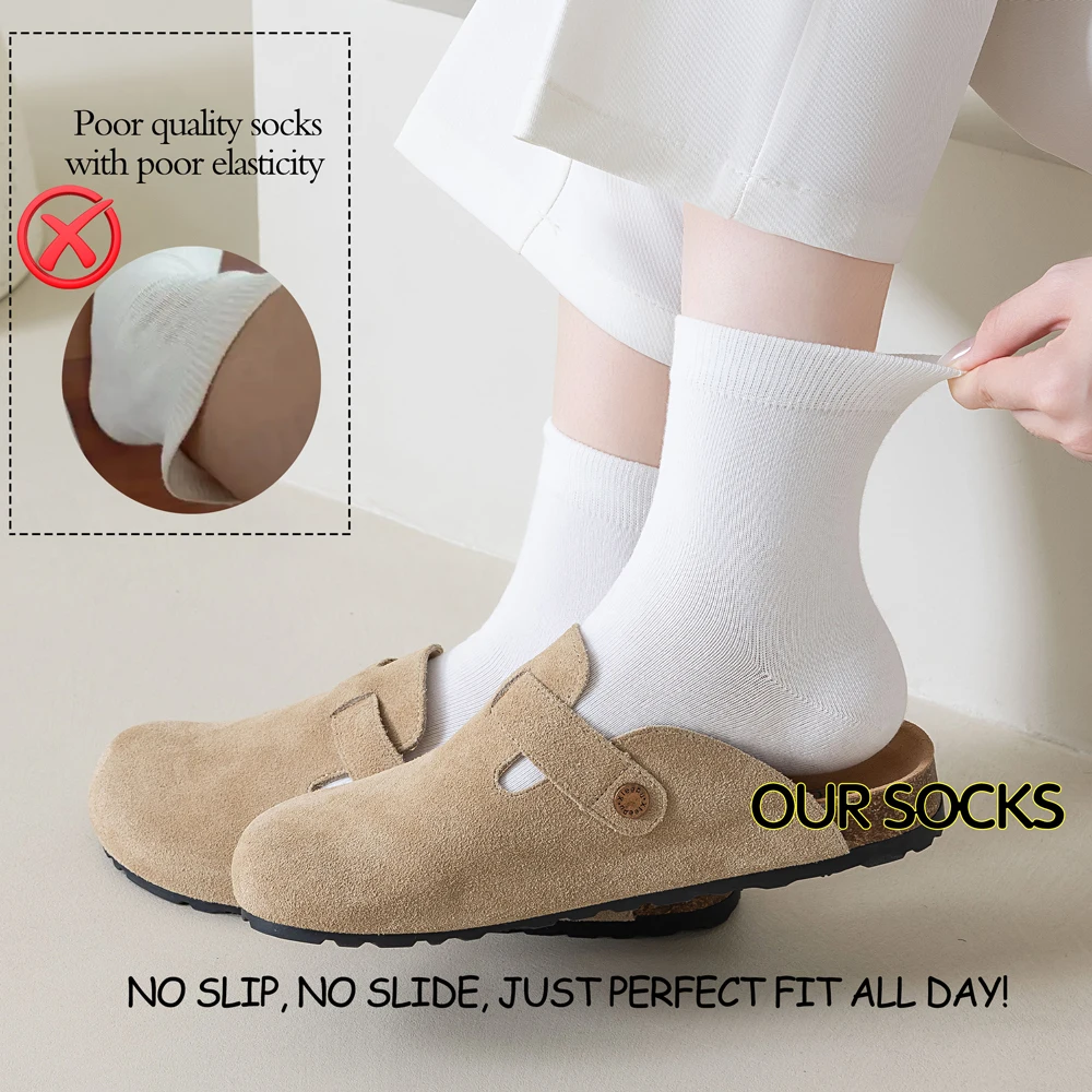 1/3 Paar feuchtigkeitsspendende Socken für Frauen, rissige Fersenbehandlung mit Rosenöl, weichmachende Pflege, Silikongel-Pad, Baumwoll-Crew-Socken – Detail 2