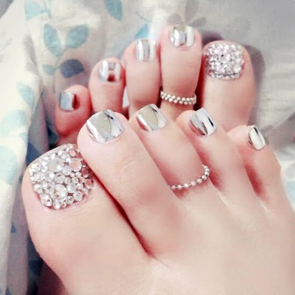 

24pcs Artificial Toenails Fake Nails Women Manicures Brilliant Results Safe Durable Easy Apply Unique Nail Art Comfortable Fit