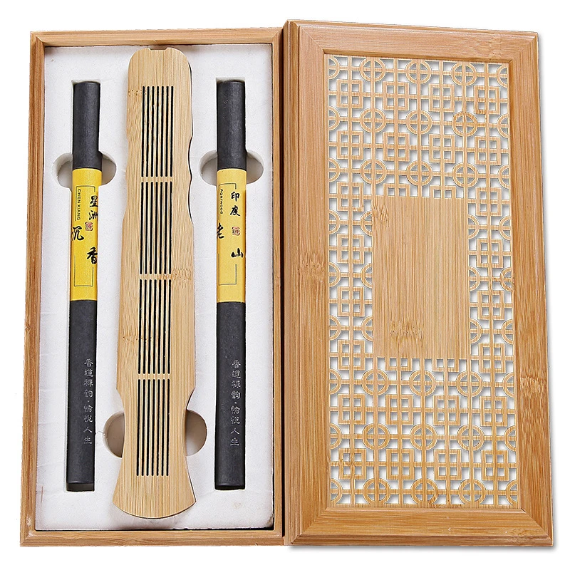 Laoshan Sandalwood Incense Sticks Gift Box Stick Incense Burner Wooden Bamboo Incense Holder Box Crafts