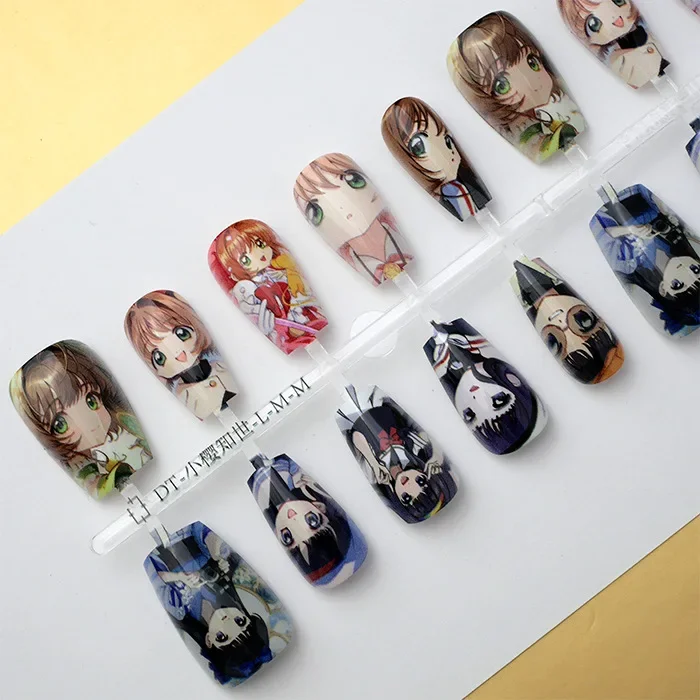 KINOMOTO SAKURA DAIDOUJI TOMOYO Big Head Cute Anime Fake Nails Popular Nail Art Accessories Otaku Manicure Art Decoration