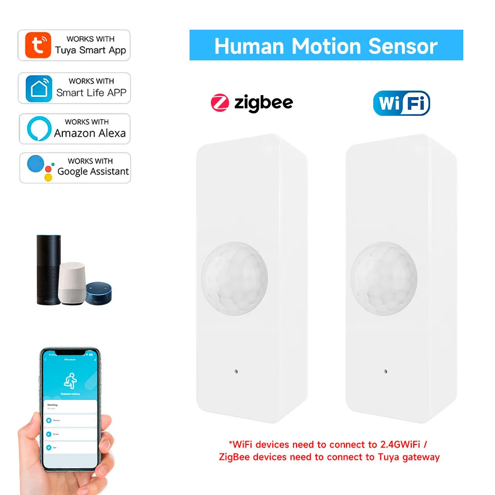 Tuya Smart Life PIR-Bewegungssensor WiFi Zigbee Infrarot-Personendetektor Sicherheitsalarm Hausautomation Kompatibel mit Alexa Google