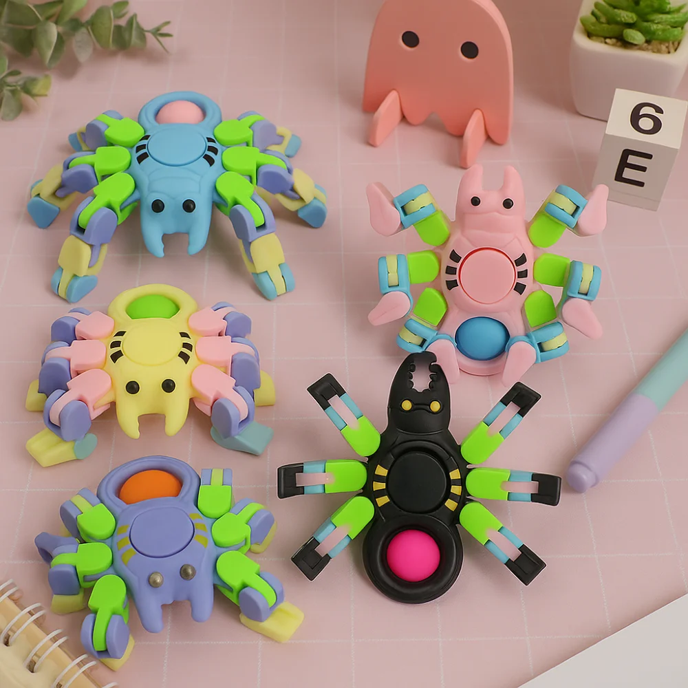 10 pz/set Catena Trasformabile Catena Meccanica Fidgets Animali Del Fumetto Ragni Meccanici Trasformare Wacky Track Spinner