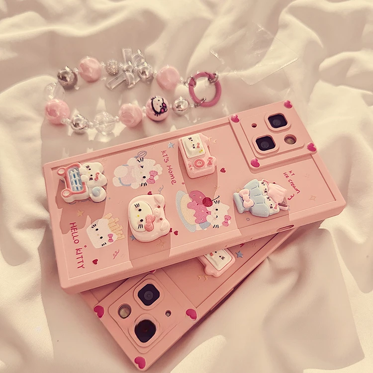 Kawaii Hello Kitty Phone Case for IPhone 12 13 14 15 Pro Max Sanrio Anime 3D Funny Fashion Creative Protective Case for Girl