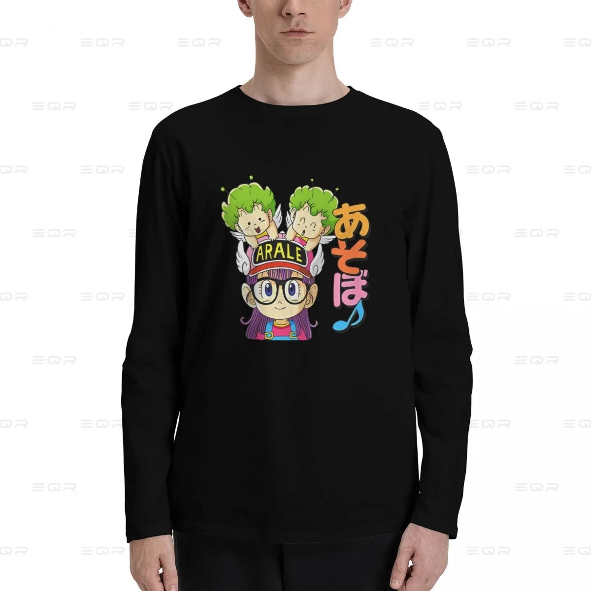 Arale Norimaki men Cotton Digital Direct Spray printed long sleeved T-shirt,fashion Unisex Tees