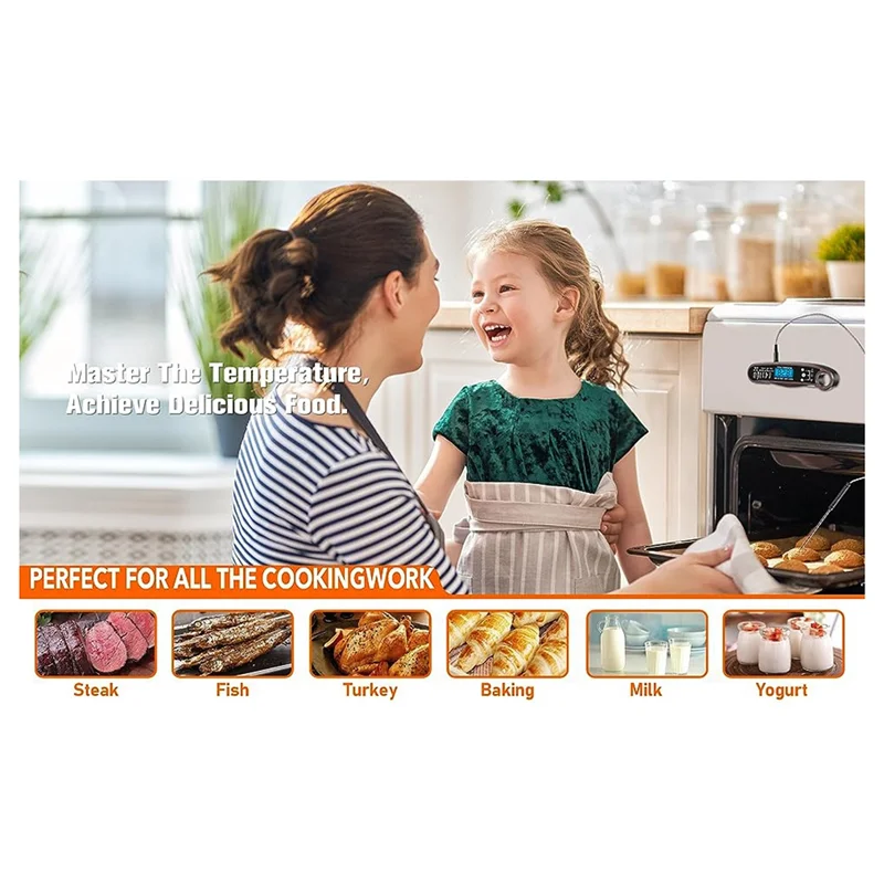 AAAN-Electronic Barbecue Thermometer Food Thermometer For Cooking Fast&Precise Food With Backlight