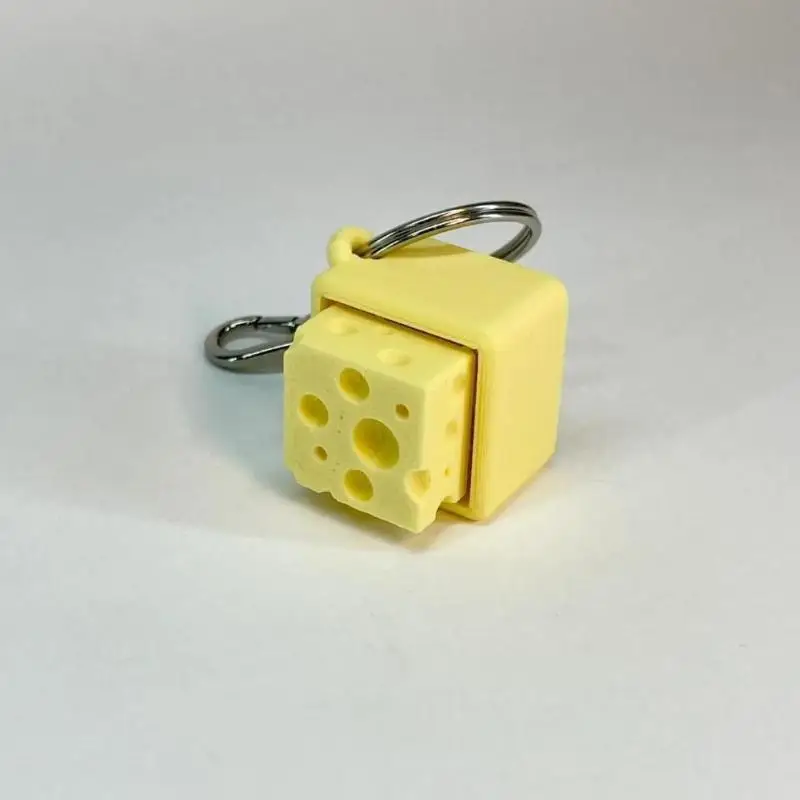 Lustiger Käse-Schlüsselanhänger, Tastatur-Stressabbau-Fidget-Button, Käse-Tastenkappe, Fidget-Clicker-Schlüsselanhänger, Tastatur-Schlüsselanhänger, Fingerspielzeug – Detail 6