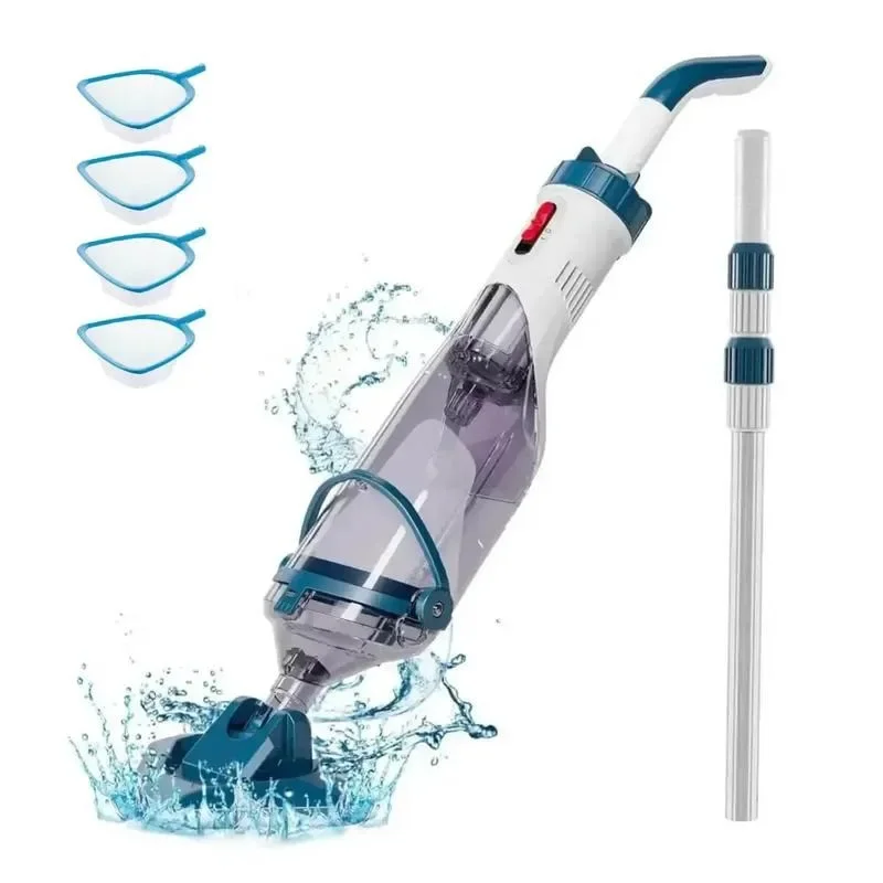 Pool Vacuum for Above Ground Pool with a Telescopic Pole, Running time up to 1H, T403 rechargeable hand pool cleaner, 18.5 gals