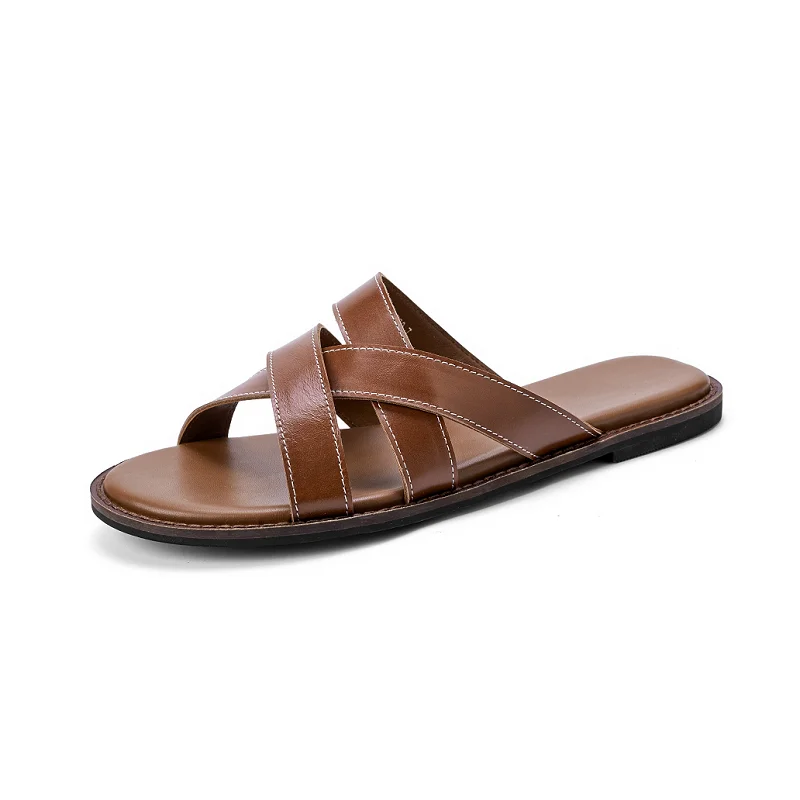 

Women's Beach Shoes Casual Sandals Genuine Leather Narrow Band Sandals Fashion Women's Shoes Outer Wear Slippers