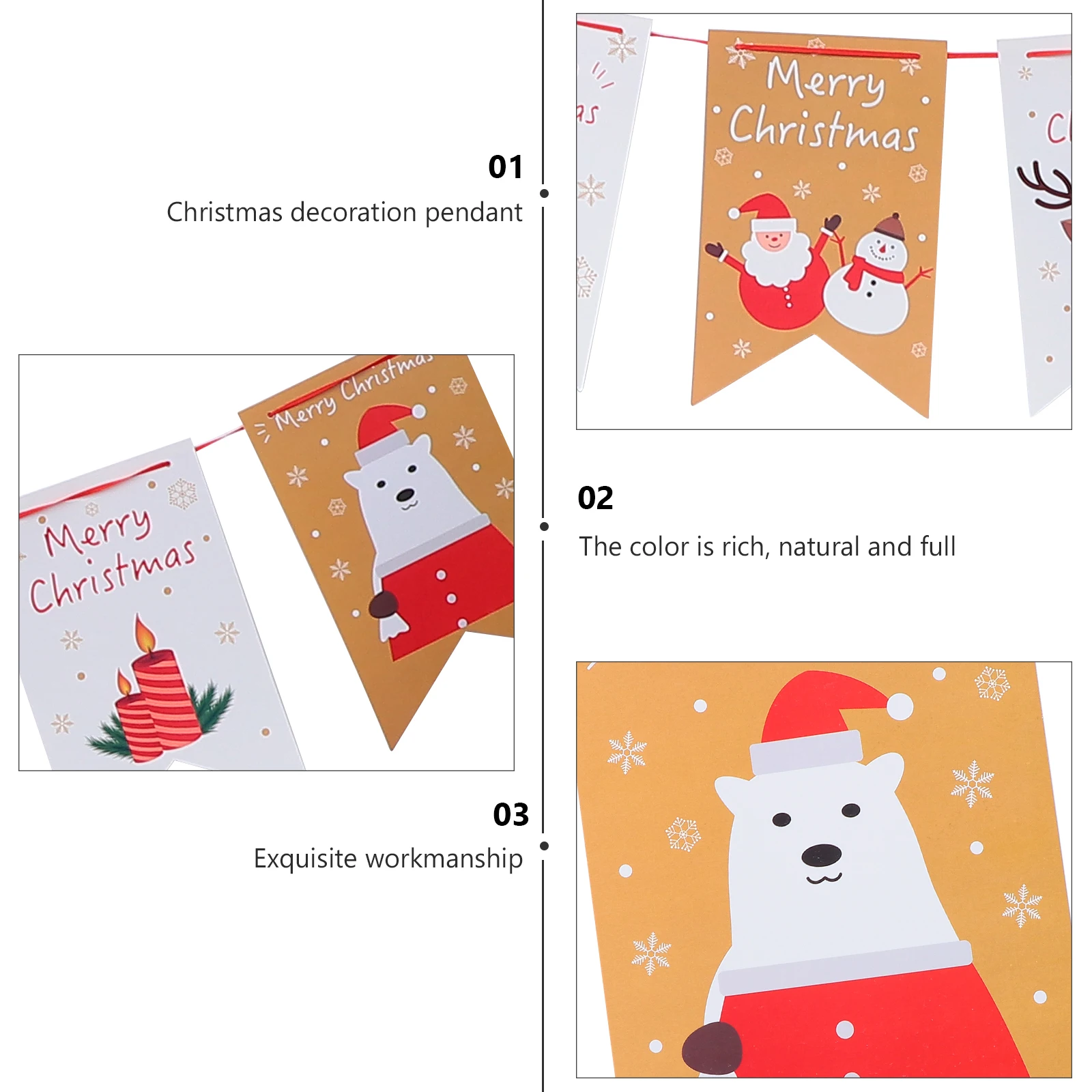 

1pc Christmas Cartoon Banners Paper Hanging Decor Party Supplies Photo Props for Holiday Wall Window Decoration Banner