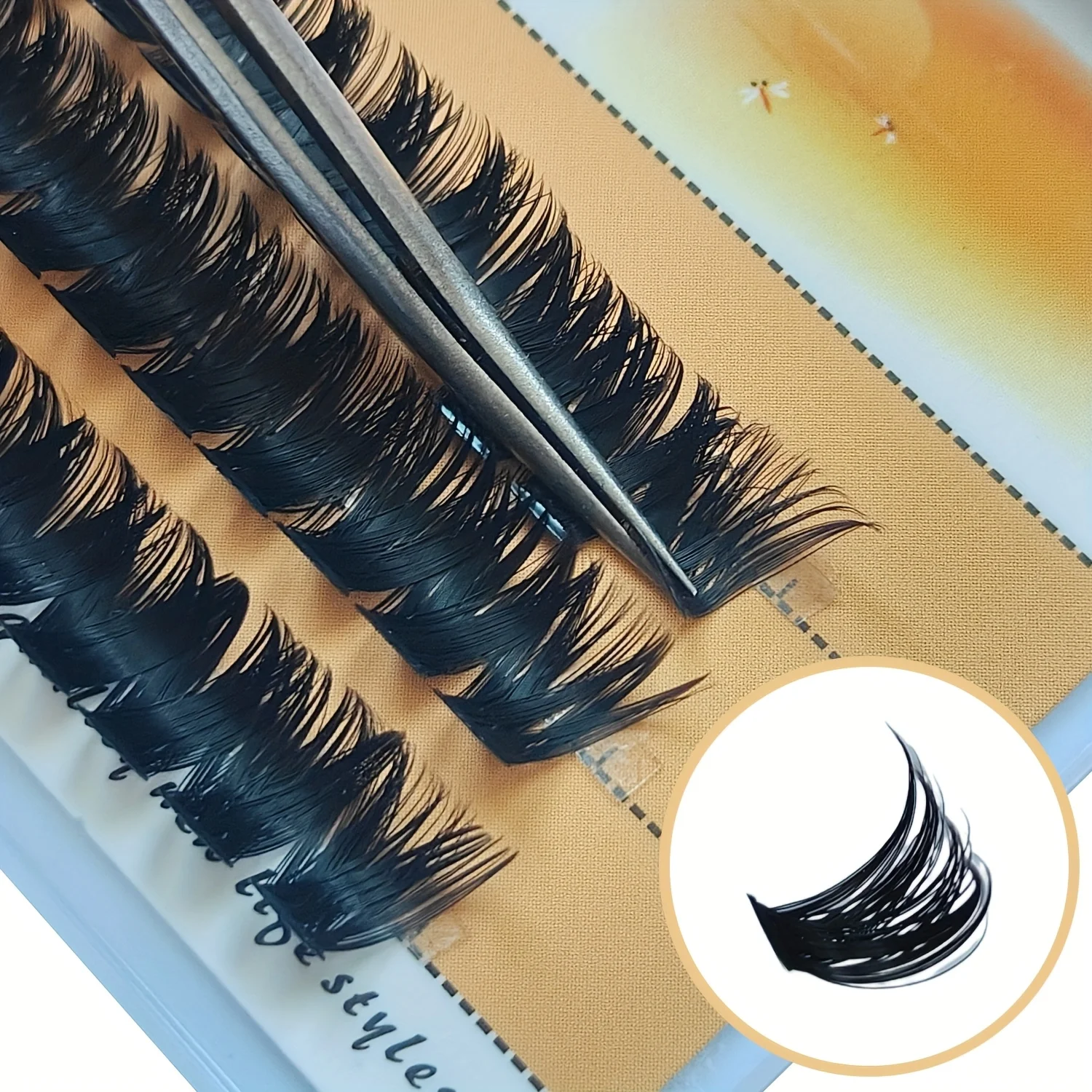 Sackvis 10 Boxes 80D Eyelashes Set Synthetic Silk Softer Cluster Eyelash 10 Boxes Per Set Black Band Natural Lashes 9-14mm