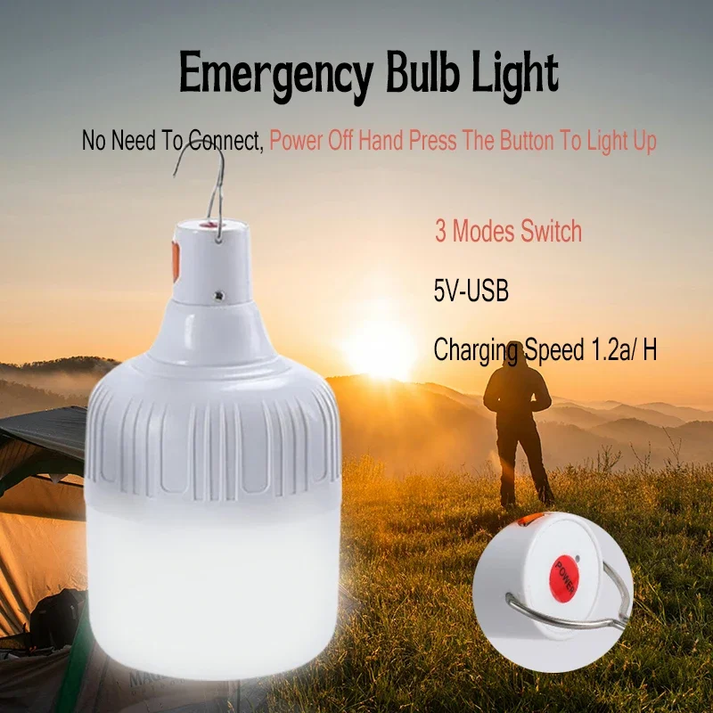 Portable Camping Lights Rechargeable lamp Led Light Lantern Emergency Bulb High Power Tents Lighting Flashlight Equipment Bulb