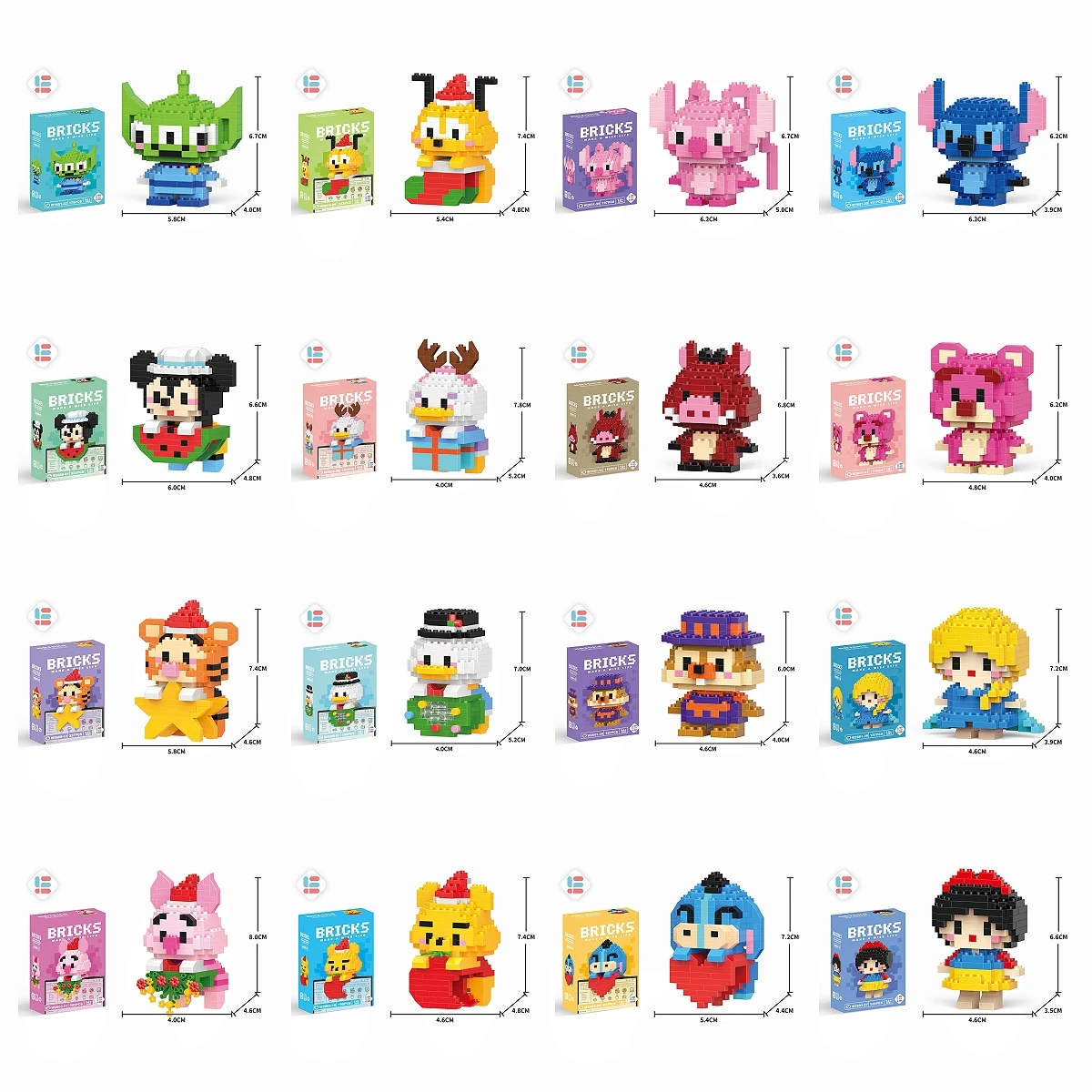 Disney Mini Action Figure Princess Toy Building Block  Doll Model Mickey Mouse Blocks Toys Bricks Assemble Toys Kids Gifts