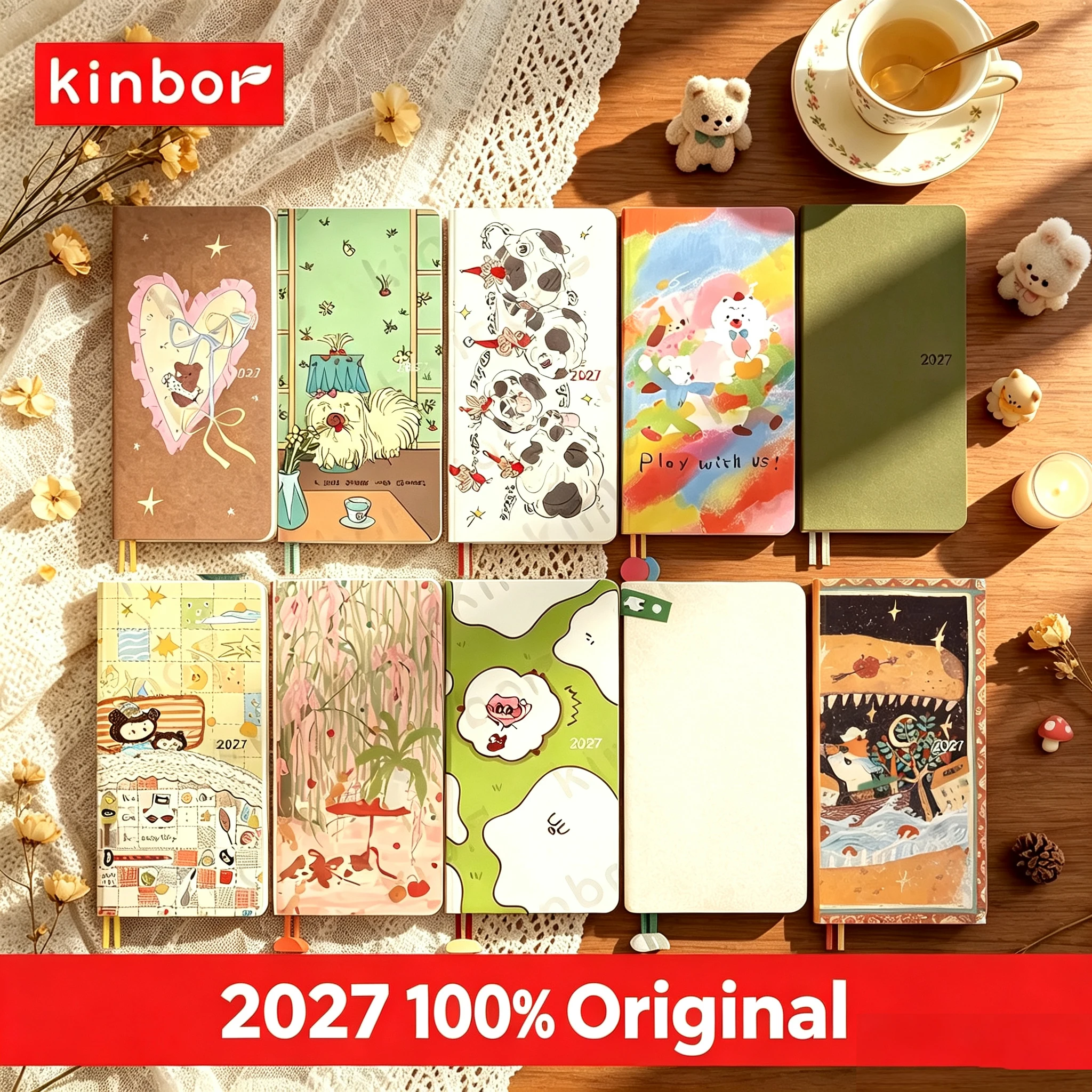 2027 Kinbor Portable Week Planner Daily Journal Notebook Month Year Weeks Plan 52g Bachuan Paper Book Gift for Back To School