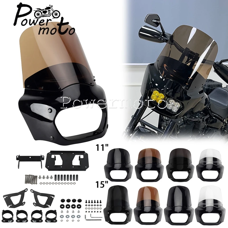 

Motorcycle Club Style Headlight Fairing Cover For Baja LP6 Headlight Bracket Kit For Harley Softail Fat Bob 114 FXFBS FXFB 18-24