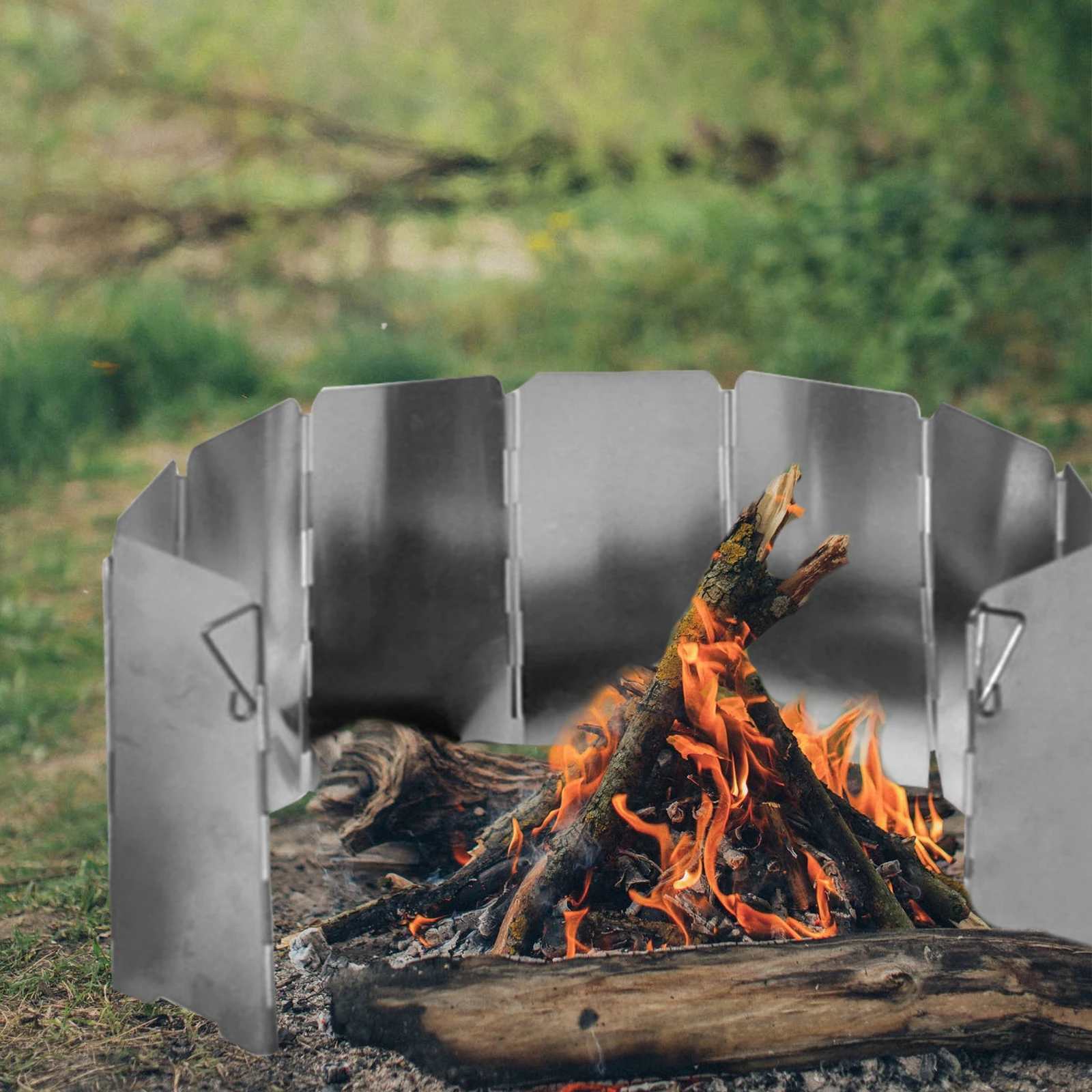 

1 Set Folding Stove Windscreen Lightweight Aluminum Alloy Portable Windshield For Camping Outdoor With Storage Pouch Cooker