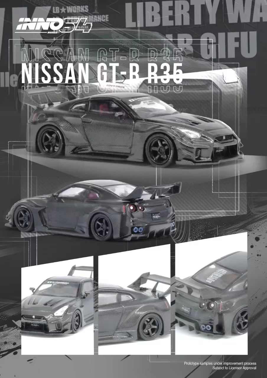 INNO64 models  1:64 NISSAN GT-R (R35)LBWK SUPER SILHOUETTE 35GTRR IN64-LBWKR35-FC diecast alloy car model