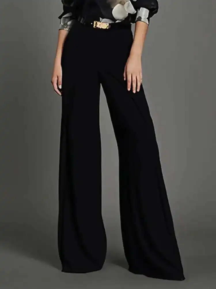 

BabYoung 2025 New Women's Black Business Pants Spring Summer High-Waisted Flared Casual Trousers Urban Office Lady Pant