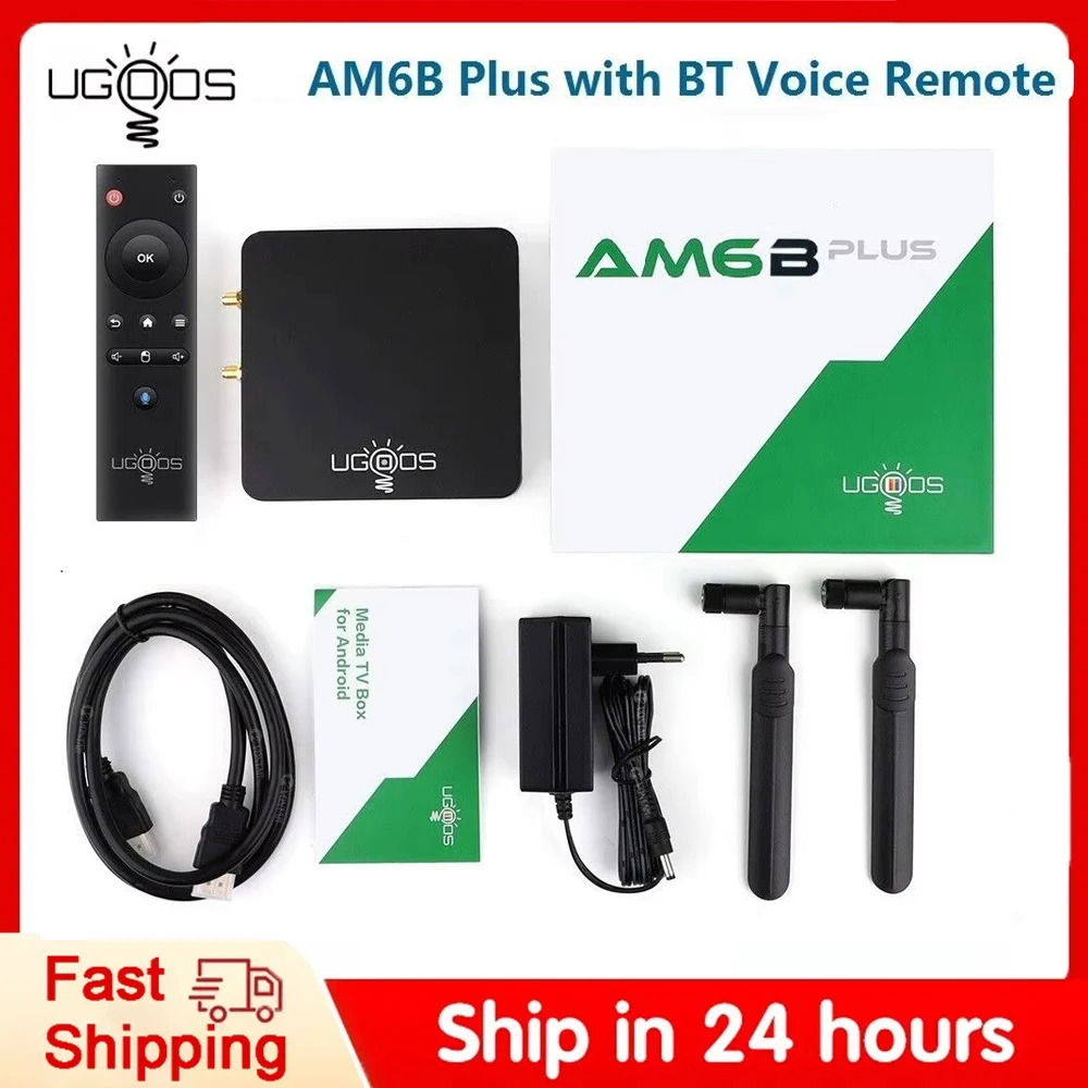 Ugoos AM6B Plus TV BOX WIFI6 Amlogic S922X-J 2.2GHZ Android 9 Set Top Box LPDDR4 4GB RAM 32GB ROM 4K Media Player 2.4/5G 1000M