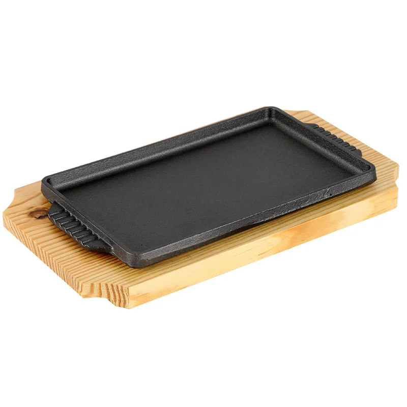 Assiette teppanyaki rectangulaire pour restaurant, plateau de cuisson commercial en fonte, assiette de poisson teppanyaki à gaz domestique, assiette de barbecue