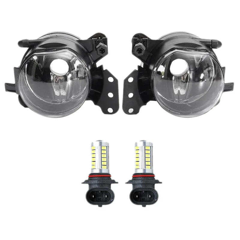 

1 Pair Fog Light Assembly Car Front Fog Lights Lamps Housing Lens Clear with LED Bulbs for BMW E60 E90 E63 E46 323I 325I 525I