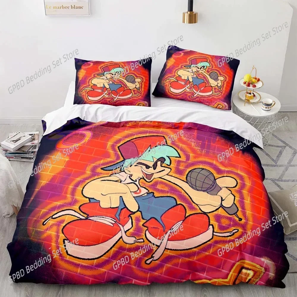 3D Print Anime Friday Night Funkin Bedding Set Single Twin Full Queen King Size Kawaii Bed Set Adult Kid Bedroom Duvetcover Sets