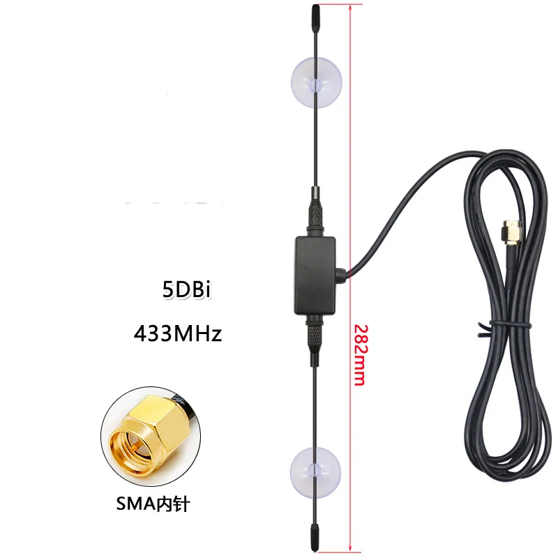 Antena de parche de látigo con pegatina dipolo de 433MHz, cable SMA macho, sistema inalámbrico lora, 5dBi, 3m