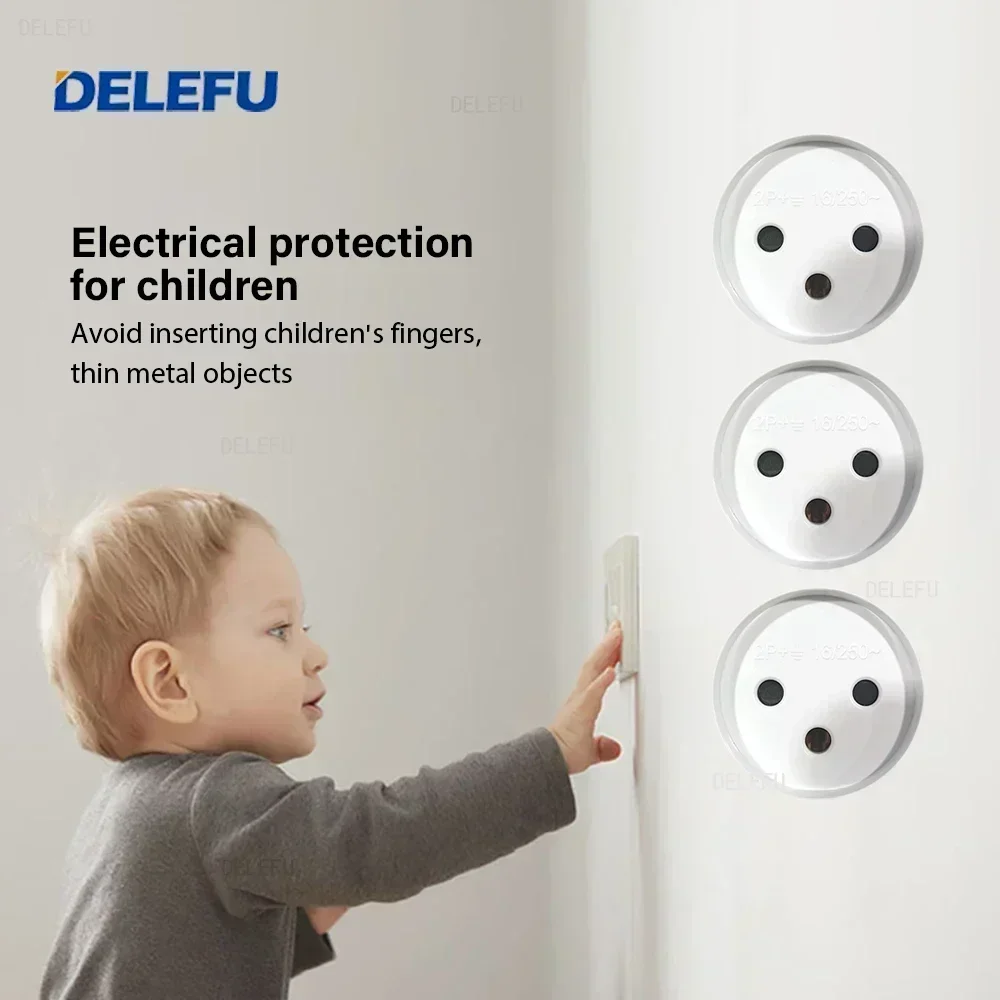 DELEFU Black Retardant PC Israel USB Type C Fast Charging Wall Socket Light Tuya Wifi Smart Switch Sat TV Tel Doorbell Curtain