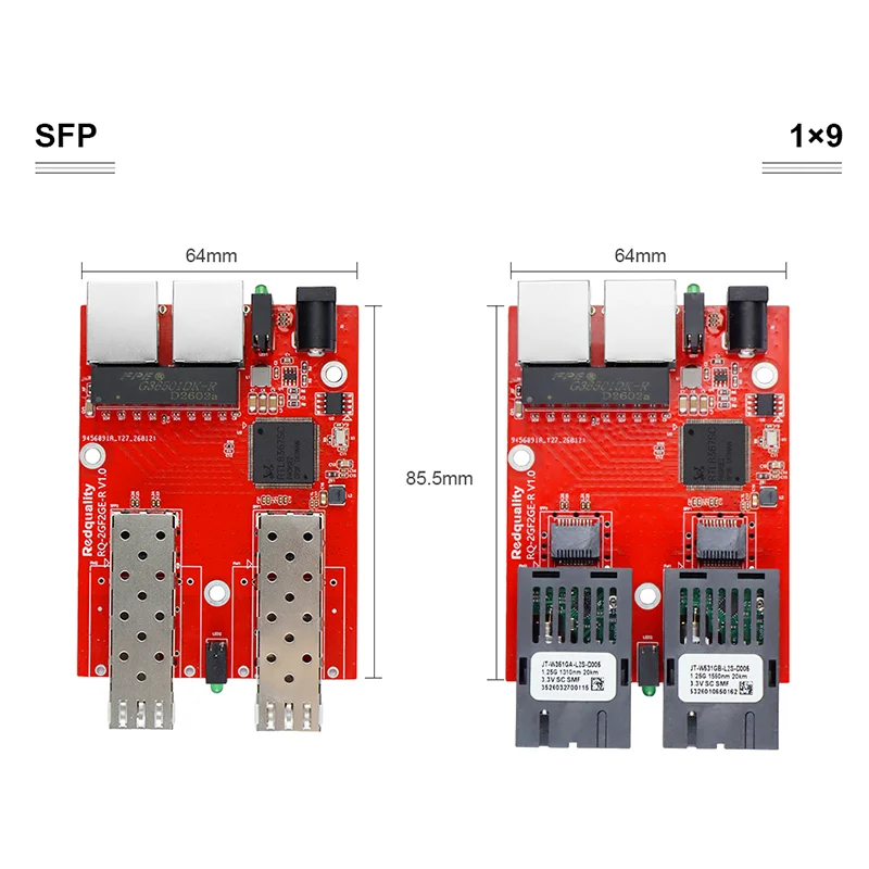 Picture 7: Gigabit Fiber to Ethernet Converter PCBA, 1x9 Single/Dual 3/20km, DC5-12V Power, RJ45 to SFP Media Converter Board without Case