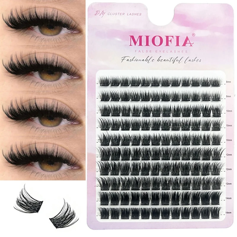 MIOFIA DIY Clusters Lash 8-14mm (Mix) Pestañas por racimos esponjosas para autoadhesión, extensiones de pestañas individuales de aspecto natural