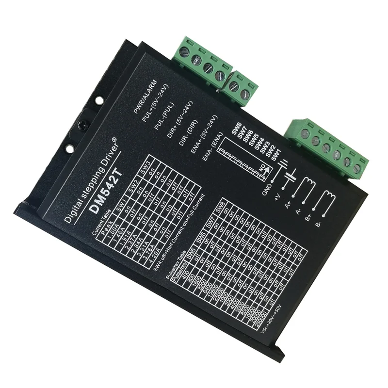 DM542T CNC Stepper Motor Driver 1.0-4.2A 20-50VDC 1/128 Micro-Step Resolutions Compatible with 17 and 23 Stepper Motor