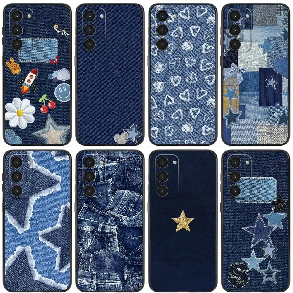 Jeans Cowboy Denim printed Phone Case For Samsung Galaxy A32,21s,22,31,52,53,72,73,Note20,8,9,10 Soft Silicone Black Cover