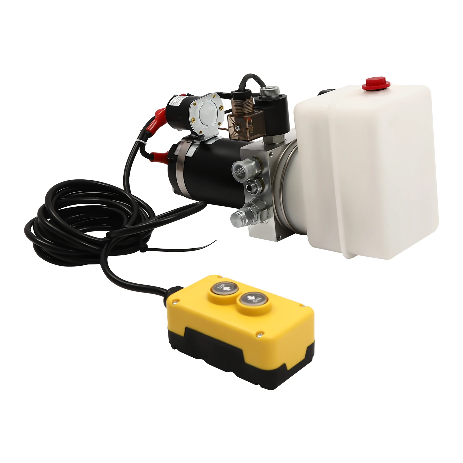 Hydraulische pomp, hydraulische aggregaat 12V met afstandsbediening, enkelwerkende hydraulische pomp voor kiepwagen