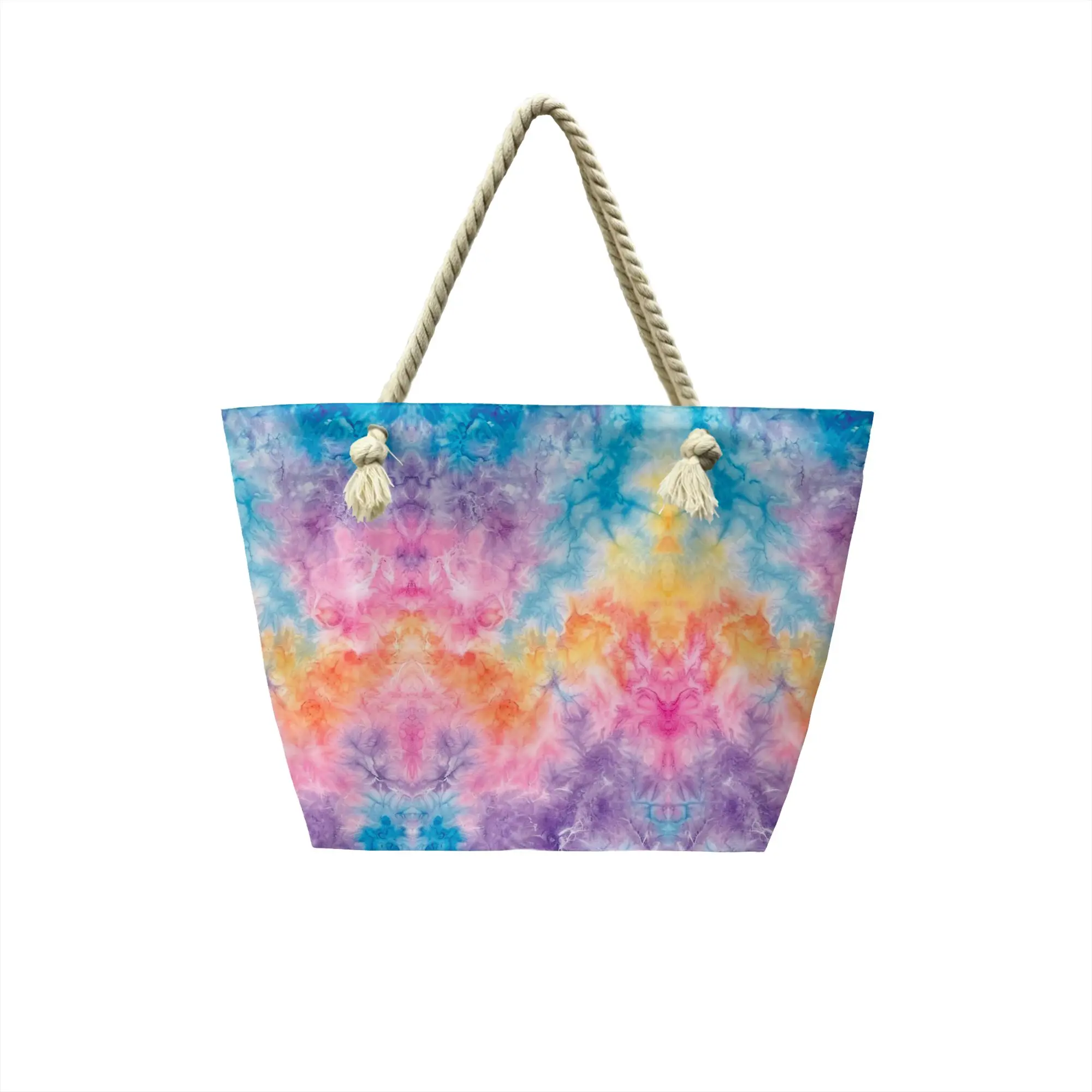 Tie Dye Grocery Shopping Tote Bags Women Custom  Canvas Shopper Shoulder Bags Large Capacity Handbags