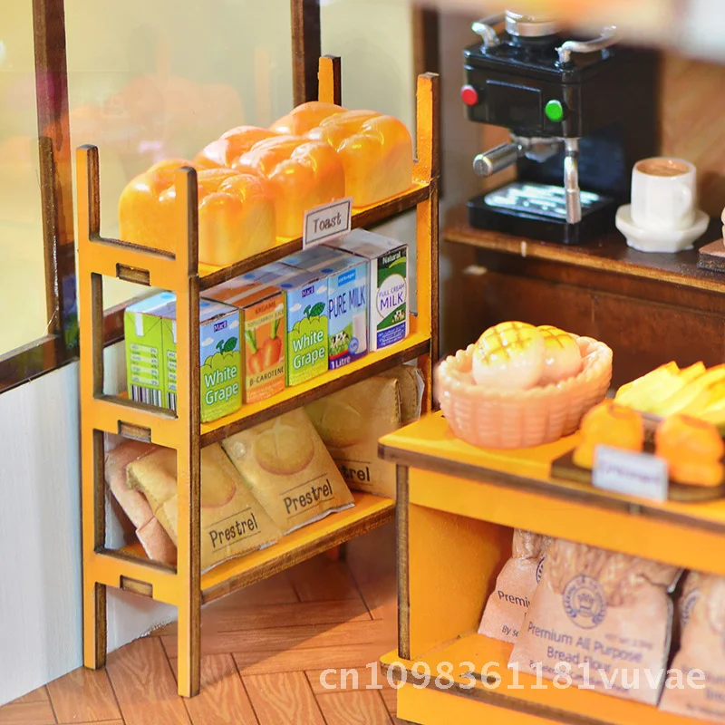 บ้านขนมปังของบราวน์ ชุดโมเดลจิ๋ว DIY ประกอบเอง ฉากบ้านไม้ทำมือ ของขวัญสำหรับผู้หญิงและเยาวชน อายุ 15 ปีขึ้นไป