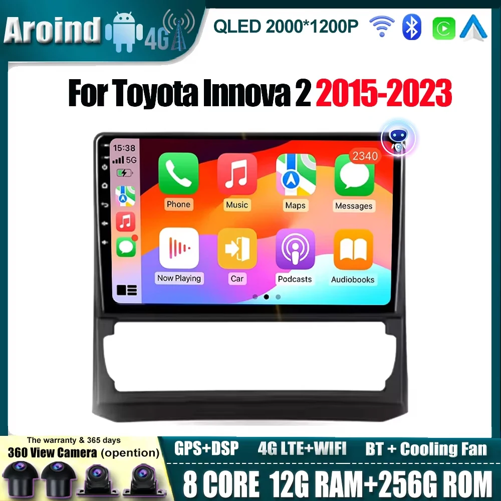 

Android 14 Multimedia Video Player Intelligent System For Toyota Innova 2 2015-2023 Navigation GPS QLED IPS Touch Screen Tools