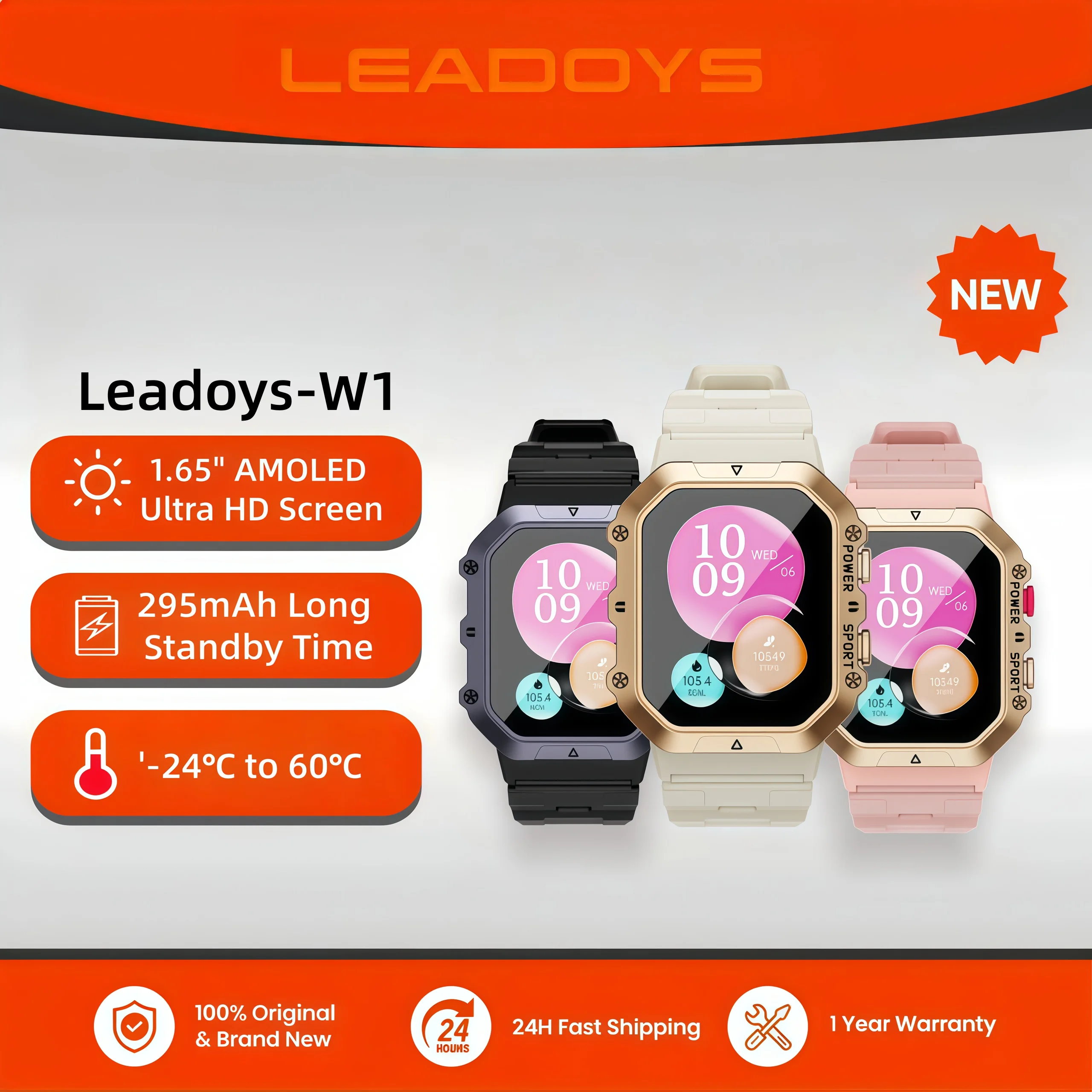 

Leadoys W1 2025 Smartwatch Health Tracker with Blood Pressure Uric Acid & Oxygen Level Monitor Fitness Watch for Body Fat Analys