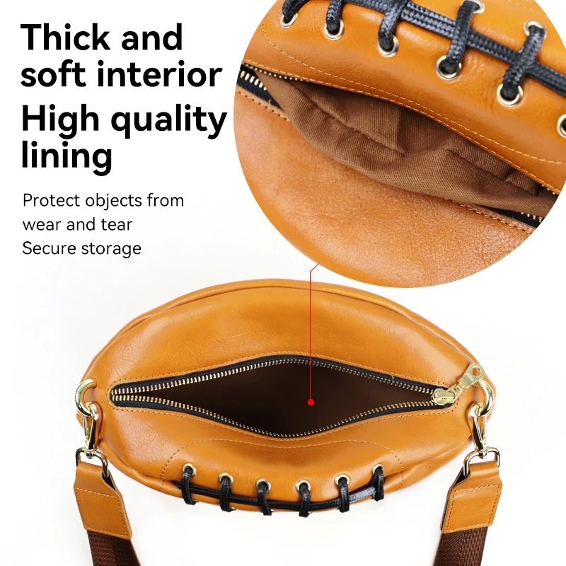 Genuine Leather Pocket Design Chest Bag Handmade Leather Commuting Shoulder Bag Gold Zipper Crossbody Chest Handbag