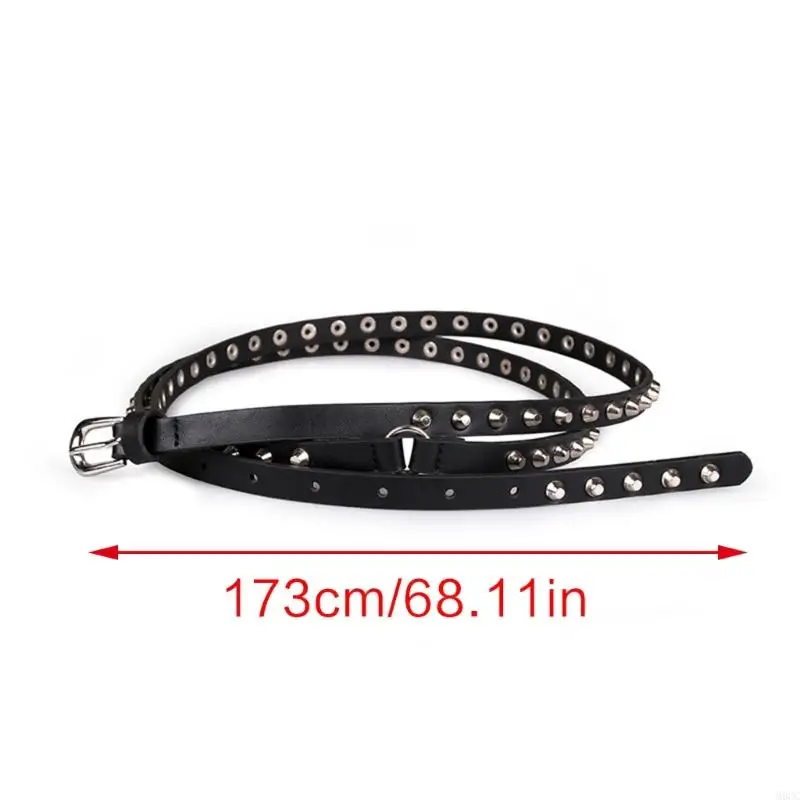 M6CC Girl Double Loop Belt Pu Pasband Elegancka karta talii Akcesoria damskie