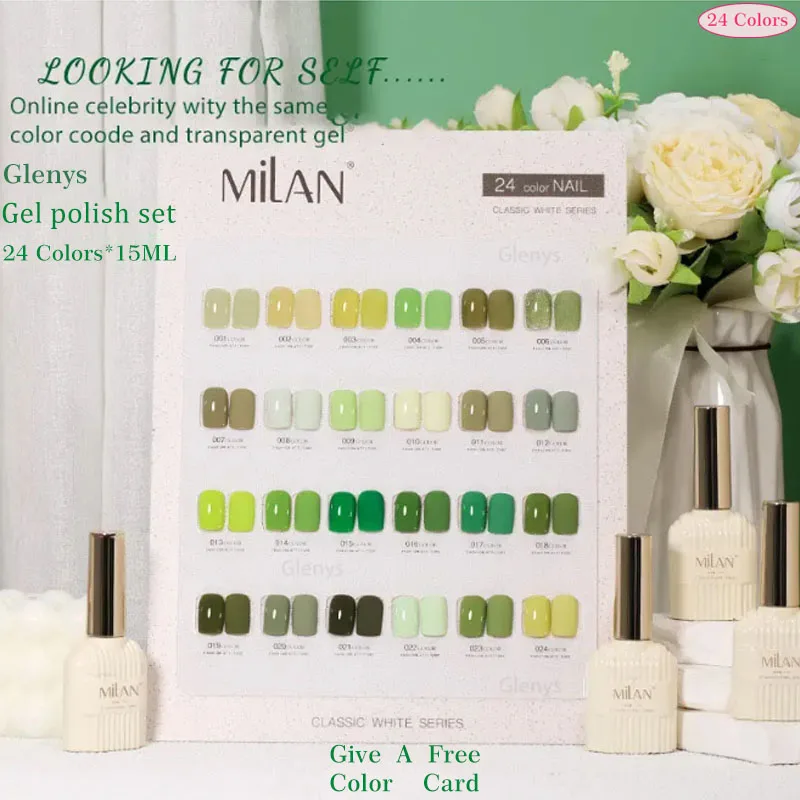 Glenys 24 color nail polish gel net red popular semi permanent immersion gel nail salon essential nail art varnish set wholesale