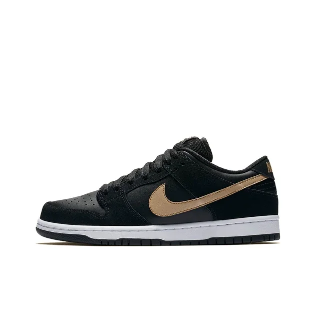 Nike Dunk SB Skateboard Shoes Unisex Low Top Black/Gold/White BQ6817-002