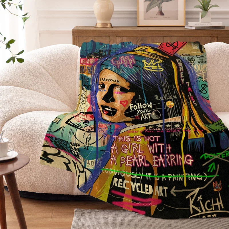 

Pop Art Digital Print Funny Adult Nap Blanket Sofa Winter Microfiber Bedding Knee Bed Fleece Camping Warm Fluffy Soft Blankets