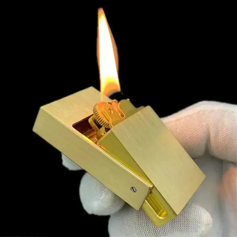 Personality Kerosine Lighter Classical Handmade Brass Drawer Fuel Oil Lighter  Matchbox Design Creative Smoking Men'S Gift