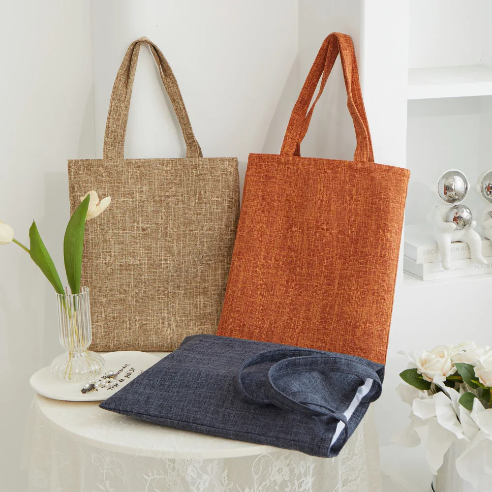 حقيبة سفر للتنقل، حقيبة كتف مطرزة مخصصة ذات سعة كبيرة، حقيبة قماش متعددة الاستخدامات أدبية وفنية بلون نقي