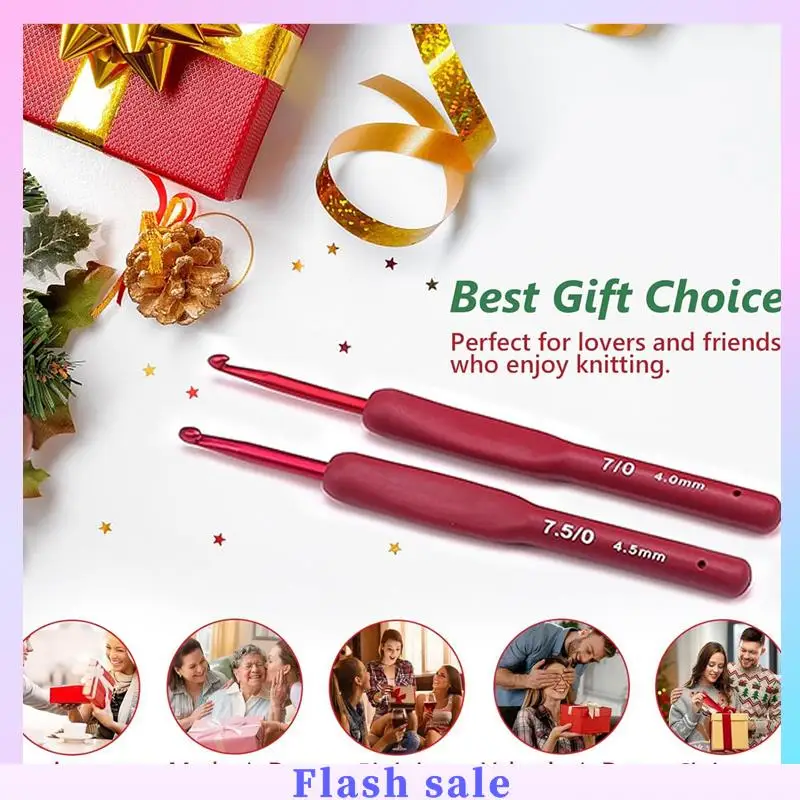 

A06R Набор крючков для вязания крючком из 32 предметов, эргономичные крючки для вязания крючком с футляром для рук при артрите, удлиненные иглы для вязания крючком, прочный крючок